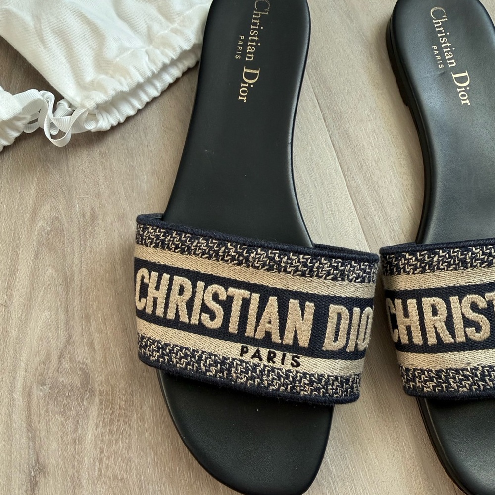 Dior Black and Beige Christian Dior Slide Sandals - Picture 3 of 11